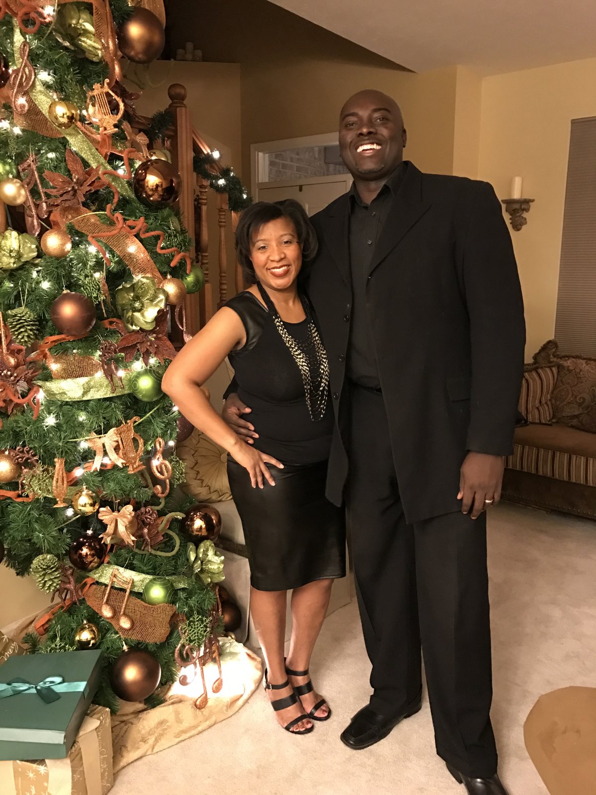 Emeka with family at Christmas