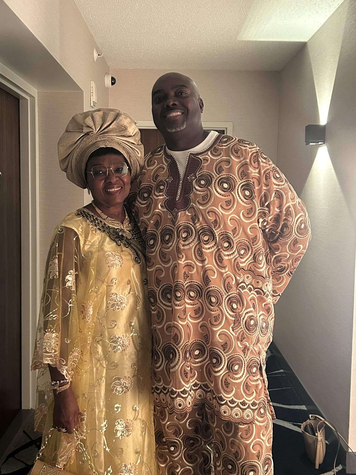 Emeka in traditional attire with his mother