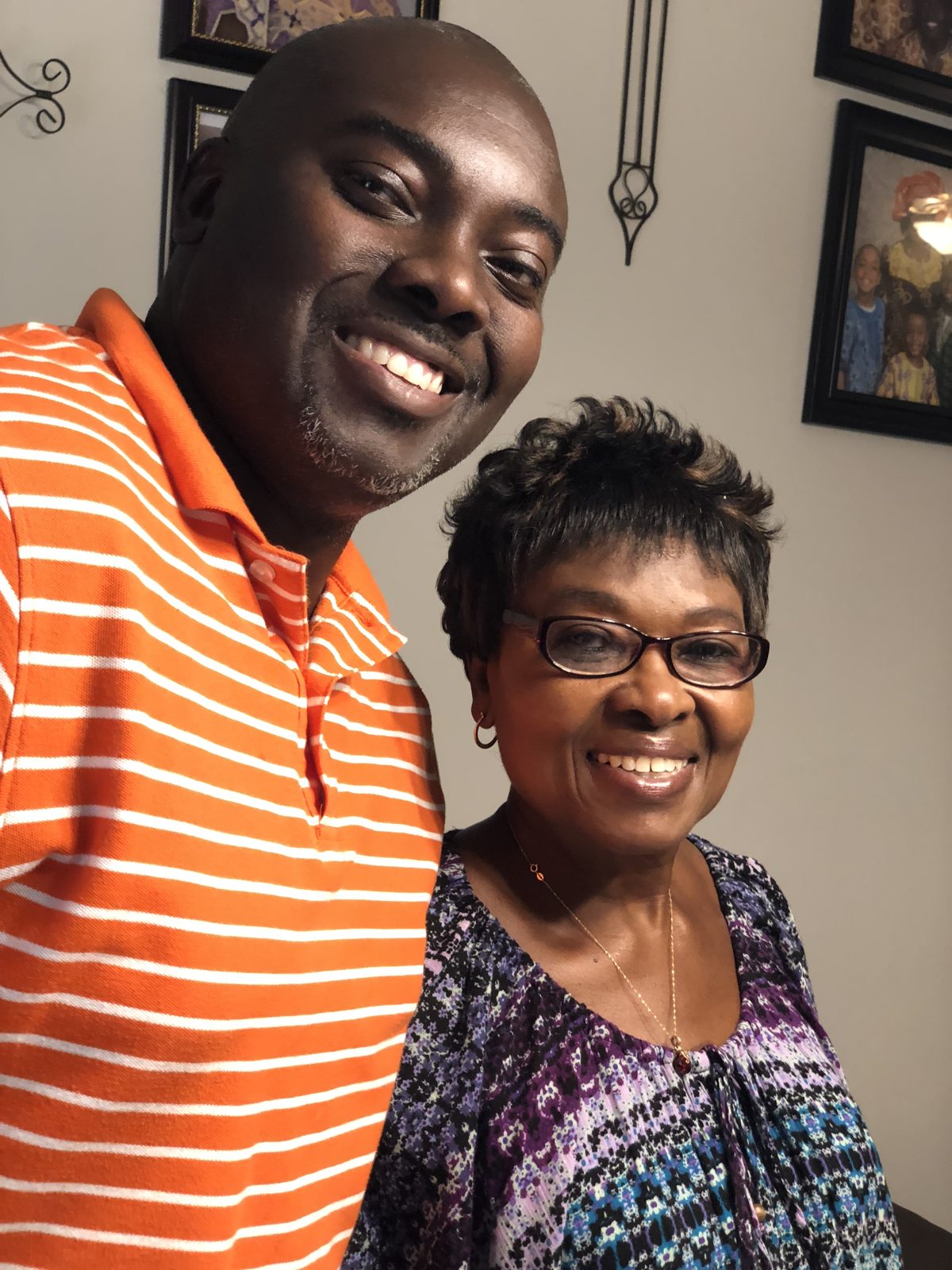 Emeka with his mother